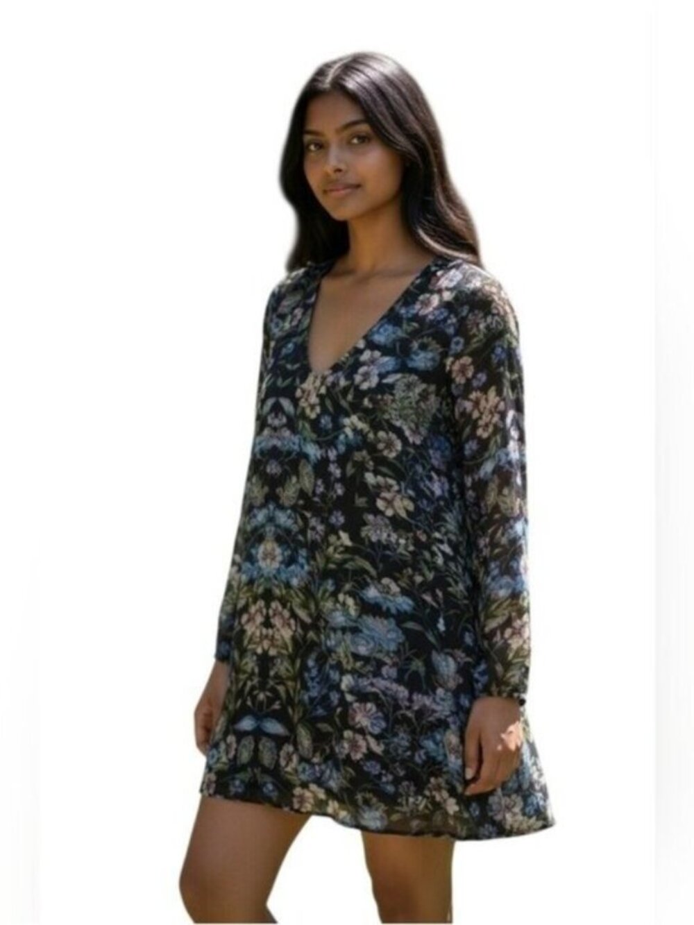 Show Me Your Mumu Boho Donna Michelle Floral Tunic Shift Dress Black Small
